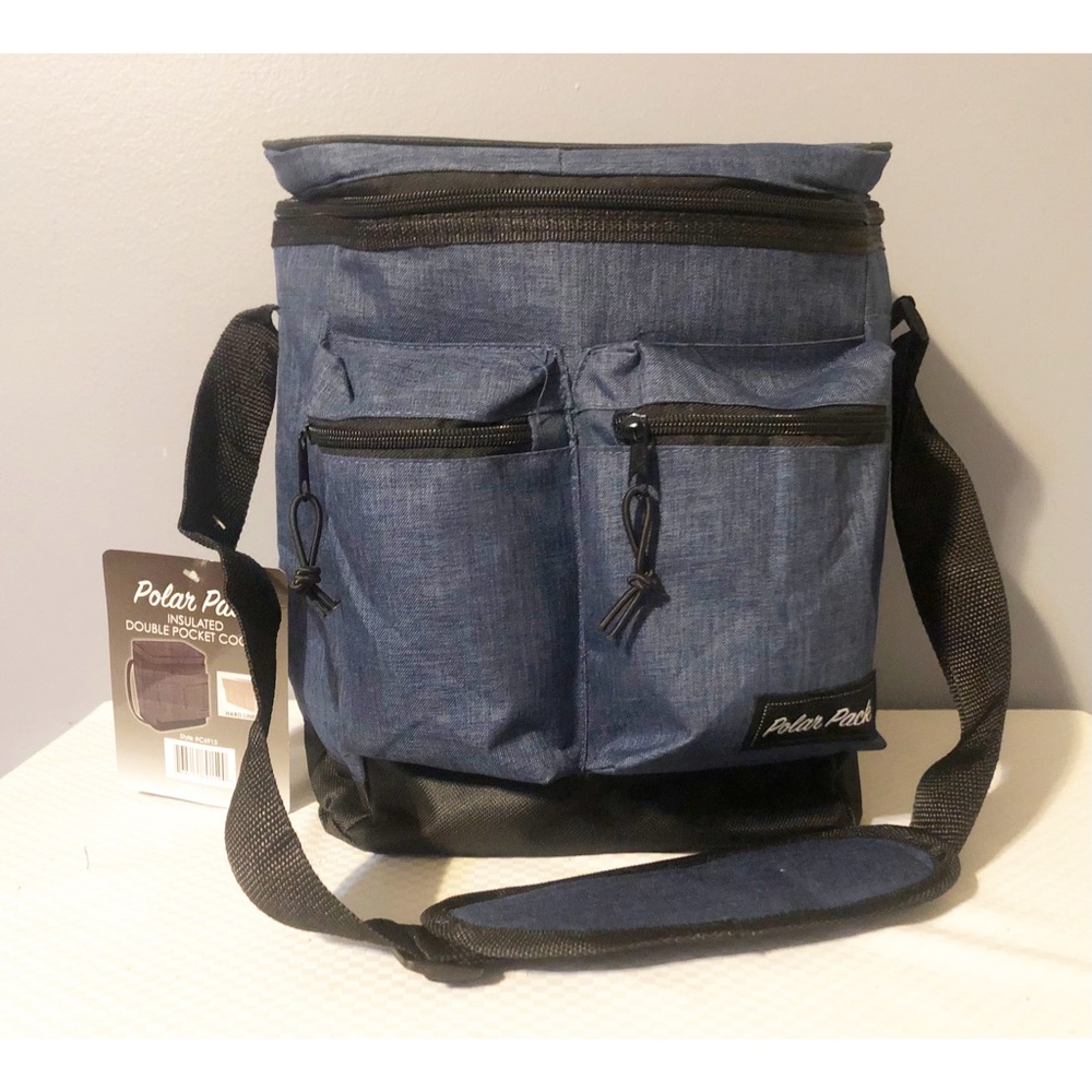 Polar Pack Insulated Double Pocket Cooler, Lunch Bag, NEW, Blue